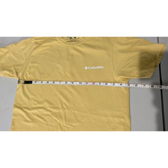 Columbia Sportswear Back Graphic Design Men's Yellow T-Shirt Size S - Picture 3 of 8